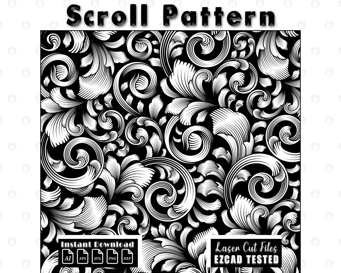 Laser Engraving Scrollwork Pattern, Filigree Vector (digital Download ...