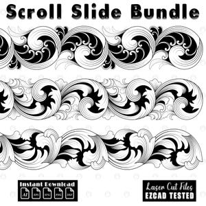 Custom firearms Scrollwork Slide Bundle | firearms Scroll Laser Engraving File SVG | EZcad Tested Design | gun scrollwork vector