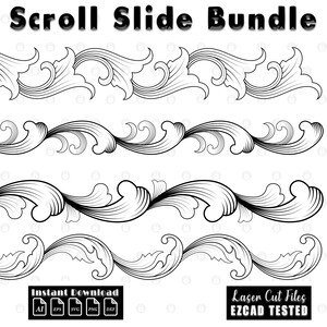 Custom firearms Scrollwork Slide Bundle | firearms Scroll Laser Engraving File SVG | EZcad Tested Design | gun scrollwork vector