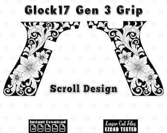 Glock 17 Gen3 Grip scrollwork-lasergravurebestand (digitale download - svg, dxf, eps, png, ai)