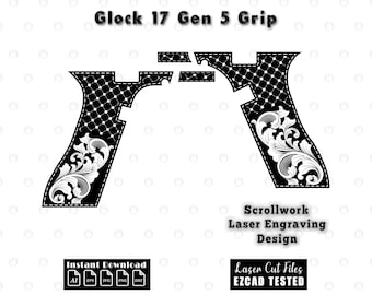 Glock 17 gen 5 Grip scrollwork-lasergravure (digitale download - svg, dxf, eps, png, ai-bestanden