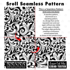 Custom Scrollwork Seamless Pattern | Filigree Laser Engraving Digital Files
