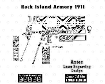 Rock Island Armory 1911 Aztec Laser Engraving Design, Laser Cut SVG DXF, Digital File