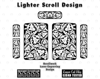 Lighter Scrollwork Filigree Baroque Acanthus Engraving Files | Laser Cut Ornament Pattern svg dxf