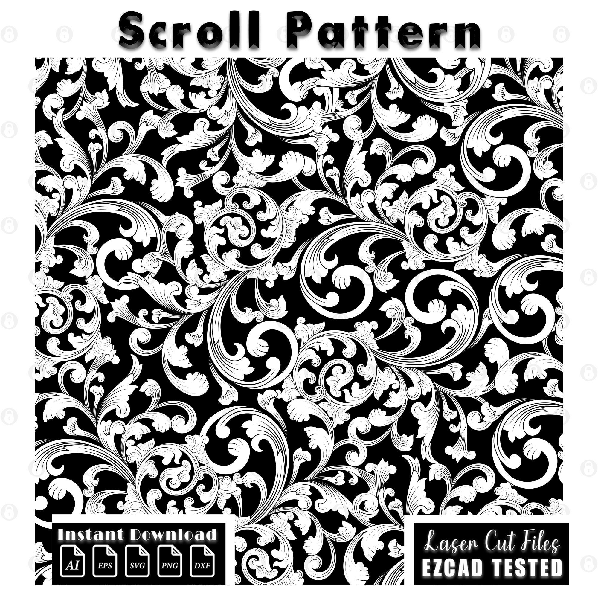 Scrollwork Laser Engraving Pattern | Custom Vector Scroll Design | Svg ...