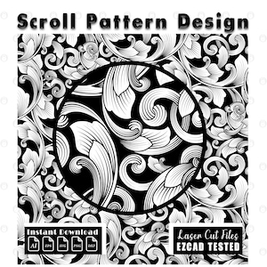 Custom scrollwork pattern laser engraving file svg dxf ai eps png Scroll pattern file, scroll work design digital download EZCAD tested