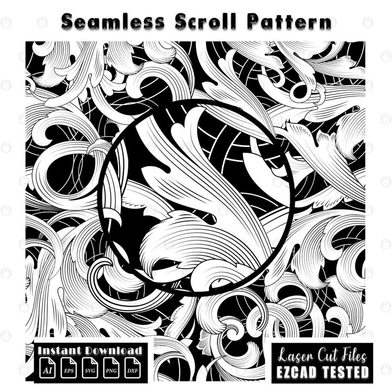 Seamless Scrollwork Pattern | Laser Cut Vector Filigree (digital File ...