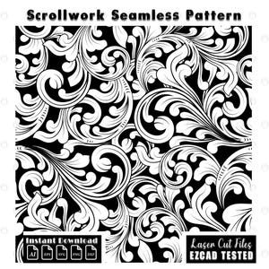 firearms Seamless Scroll Pattern Vector | Custom firearms Scrollwork pattern SVG DXF | Filigree gun Ornament Design | EZCAD Tested | firearms Laser Cut Digital File