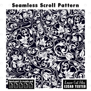 Scrollwork Seamless Pattern Design | Custom firearms Scroll SVG DXF | Scroll Pattern Vector Ornament | EZCAD Tested | Gun engraving Laser Cut Digital File