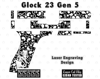 Glock 23 Gen 5 scrollwork-lasergravureontwerp (digitale download)