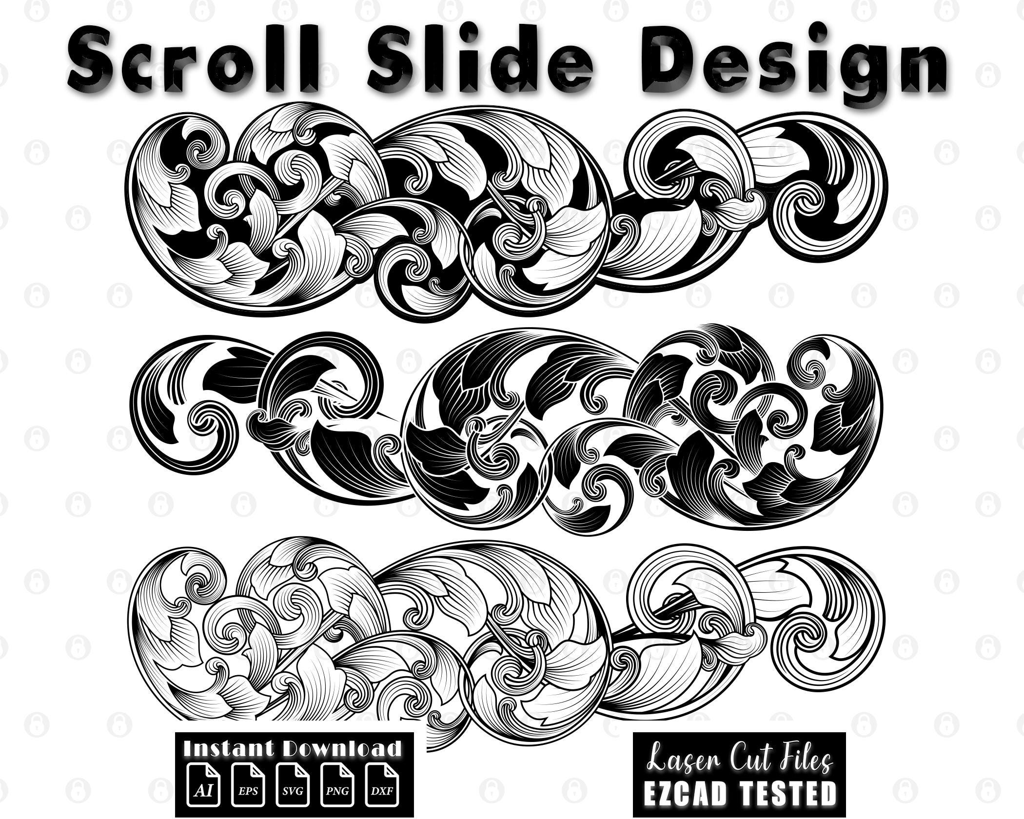 Custom Scrollwork Laser Engraving Design | Filigree Design SVG | Scroll ...