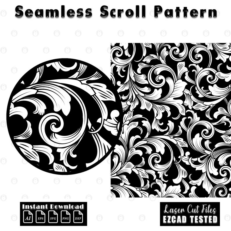 Filigree Vector Gun Pattern Seamless Scrollwork Pattern Laser Engraving Design | Filigree SVG ...