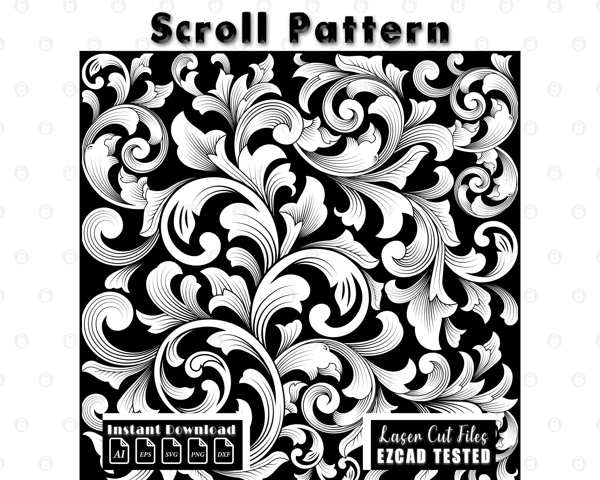 Scrollwork Engraving Pattern SVG | Laser Cut Design File | Svg Dxf Ai ...