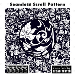 Scrollwork Seamless Pattern Design | Custom firearms Scroll SVG DXF | Scroll Pattern Vector Ornament | EZCAD Tested | Gun engraving Laser Cut Digital File
