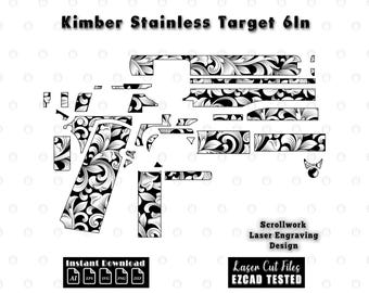 Kimber Stainless Target 6In Baroque Acanthus Scrollwork Filigree | Scroll pattern Laser Engraving Cut files
