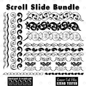 Scroll Bundle, Custom scroll slide laser engraving design, scroll laser cut file, scroll svg, EZcad tested, scrollwork Design file