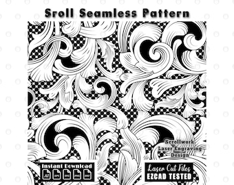 Scrollwork Filigree Seamless Pattern Design | Laser Engraving Files svg dxf eps