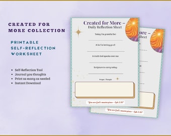 Christian Self-Reflection Worksheet: Faith & Mental Wellness (Digital Download, PDF/PNG