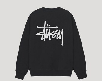 Rare Stussy Stock Logo Knit Sweater Black and White