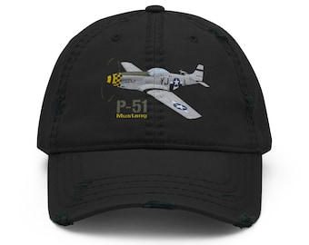 P-51 Mustang Distressed Dad Hat – Vintage Aviation Cap for Pilots & Warbird Enthusiasts