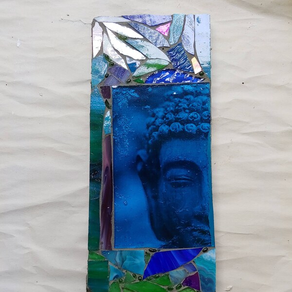 Mosaic Art, Zen Garden Decor, Buddha Wall Art Mosaic, Buddha Face Garden Art, Garden Decor, Spa Pool Stained Glass Mosaic