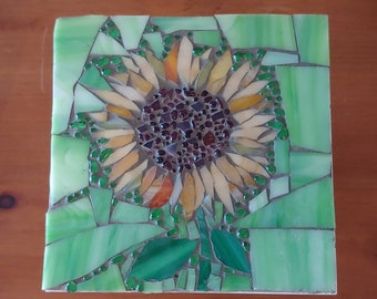 Mosaic Wall Art, Sunflower Art, Garden Art, Garden Decor, Kitchen Backsplash, Stained Glass Mosaic