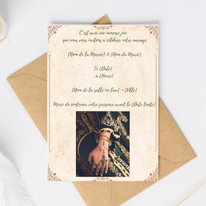 Invitation de Mariage Marocaine Digitale | Modèle PDF A5 | Editable sur Canva