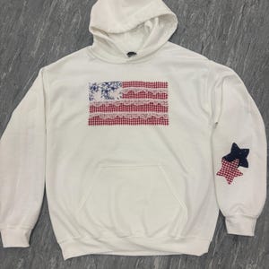 American flag patchwork hoodie