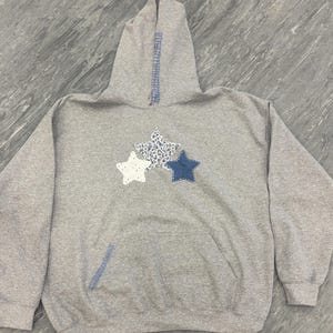 Blue star patchwork hoodie