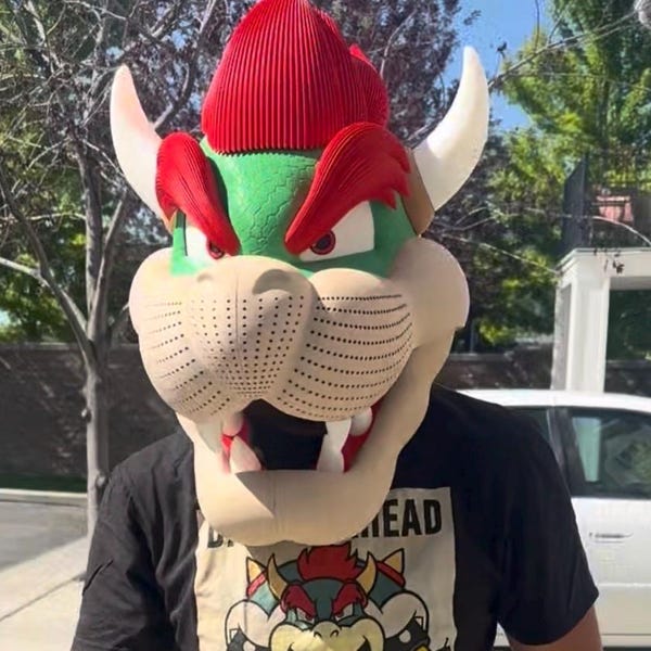 Bowser Inspired Helmet | Mario Villain Cosplay & Display | 3D Printed King Koopa Mask