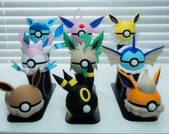 Eeveelution Pokeball Figures – All Eevee Evolutions 3D Printed Collectibles Plus free stands