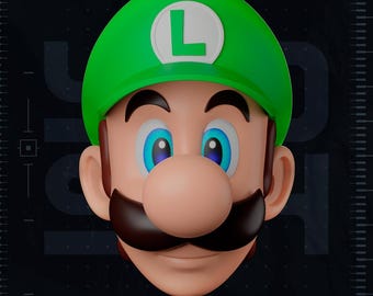 Luigi inspiriert Helm | Mario Themed Cosplay & Display | 3D gedruckte Maske | Zocker Sammlerstück