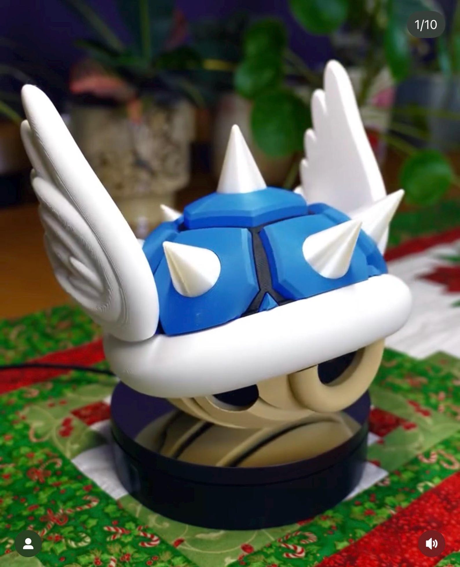 Turtle Shell Prop 3D Printed Blue Winged Turtle Shell | Retro Video Game Inspired Prop ...