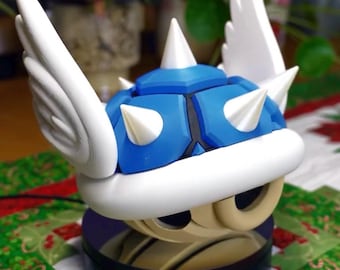 3D Printed Blue winged Turtle Shell | Retro Video Game Inspired Prop | Cosplay & Display Decor