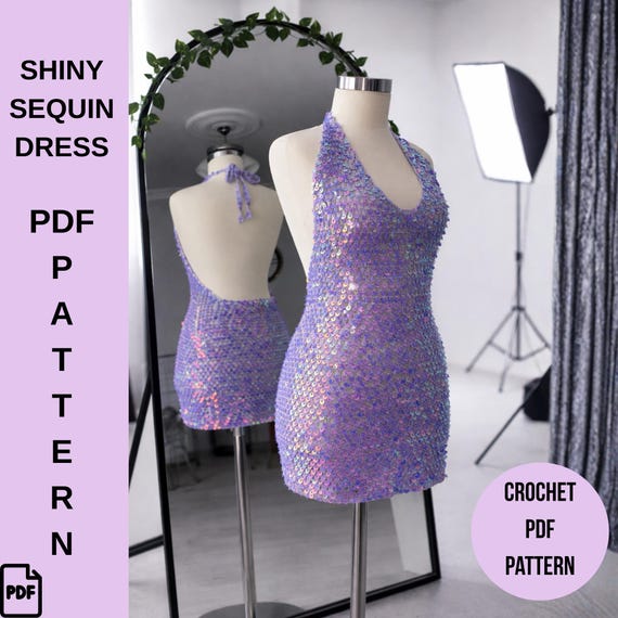 Sequin Mini Dress Crochet Pattern Mermaid Halter Top (PDF Pattern) - Etsy