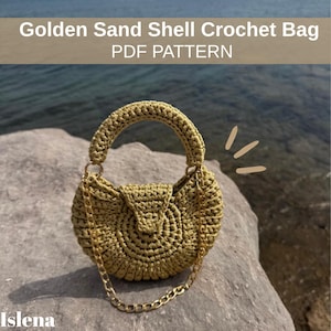 Crochet Shell Bag Pattern PDF Golden Summer Purse Tutorial  PDF Crochet Pattern Golden Shell Purse Digital Download for Handmade Beach Bag