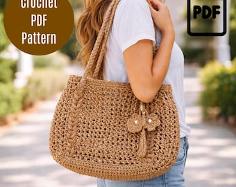 Sunshine Raffia Crochet Bag Pattern, Summer Tote Tutorial (PDF Download)