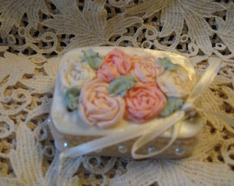 Mother of Pearl Pincushion Wheel/ Ribbon Roses Embellishment/ Pearl Pincushion Button/ Pearl Head Pins