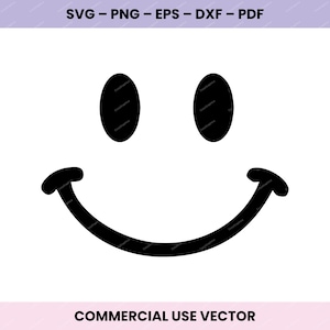 Cute Smiley Face #2 Svg with Eyelashes for Cricut and Silhouette, Kawaii Line Art Design Svg Png Dxf Pdf Eps for Kids Crafts and Apparel
