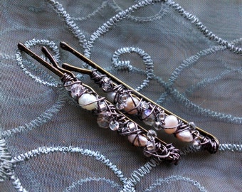 Woodland Fairy Hair Adornments - lovely wire-wrapped beaded hair pins