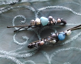 Woodland Fairy Hair Adornments - lovely wire-wrapped beaded hair pins