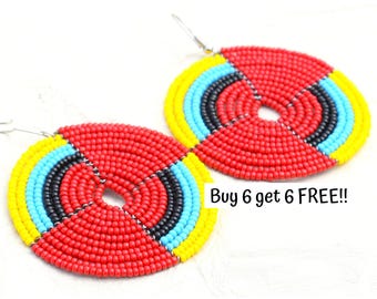 220 Maasai Beaded Earrings Wholesale for Women, African Earrings Bulk Set, Boho Statement Dangle Earring, Handmade Jewelry, Gift for Her USA