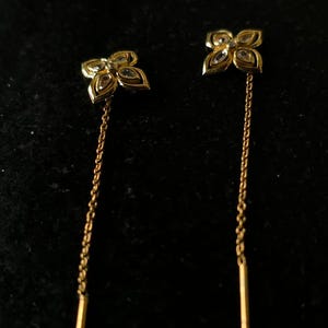 Boucle d'oreille pendante en or jaune 18 carats pour femme, boucle d'oreille en or massif en forme de fleur