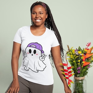 Personalized Halloween Ghost Kids PNG, Custom Name Spooky Clipart