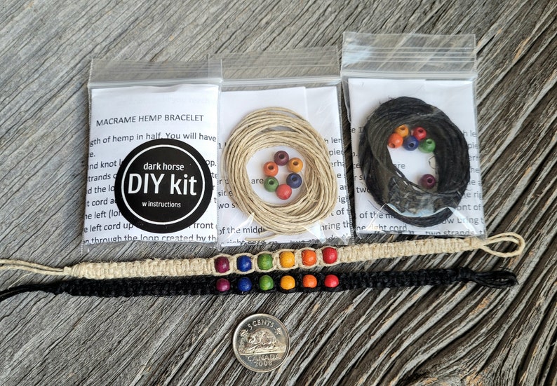 DIY Macrame Hemp Bracelet Kit with Rainbow Beads image 9