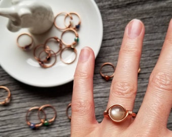 CUSTOMIZE Copper Wire Gemstone Ring