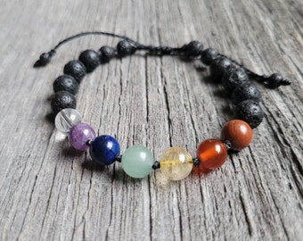 Chakra Lava Stone Mala Bracelet