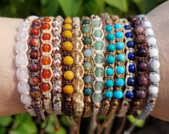 CUSTOMIZE Macrame Gemstone Bracelet (4 mm beads)