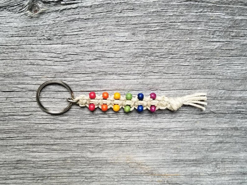 Rainbow Bead Hemp Keychain Etsy Canada