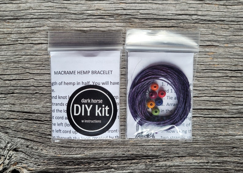 DIY Macrame Hemp Bracelet Kit with Rainbow Beads image 4